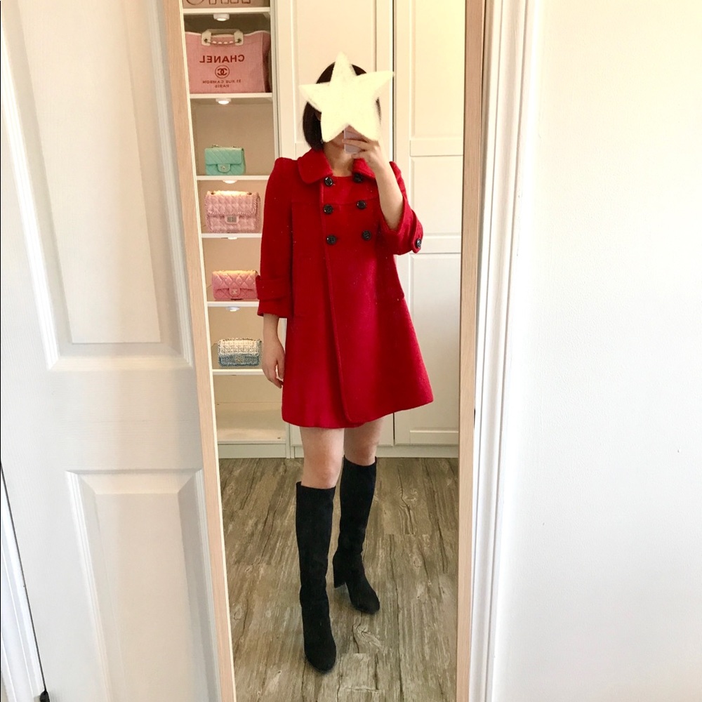 Cute A-line Red Wool Coat!
